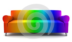 Rainbow color couch isolated on white