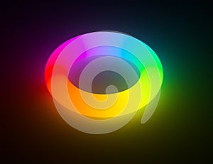 Rainbow color light glowing ring isolated