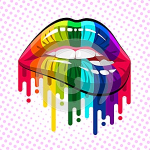 Rainbow color lips photo