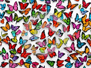 Rainbow color multiple butterfly isolated on white background 4