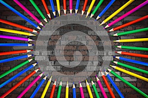 Rainbow color pencils circle illustration