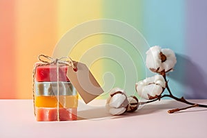 Rainbow Color Soap Bars with Label â Gradient Background Natural Bath Gift.