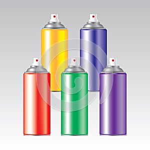 Rainbow color spray cans. Vector illustration decorative background design