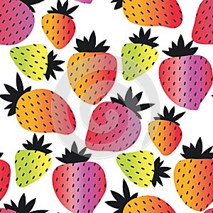 Rainbow color strawberry seamless pattern