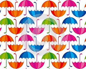 Rainbow color umbrella icon flat.