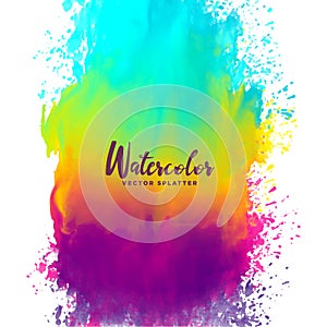 Rainbow color watercolor splash stain background