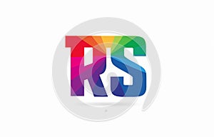 rainbow colored alphabet combination letter rs r s logo design
