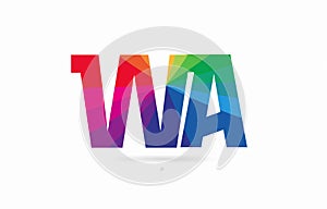 rainbow colored alphabet combination letter wa w a logo design