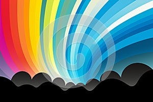 a rainbow colored background with a black background