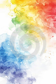 Rainbow Colored Background With Watercolor Spots