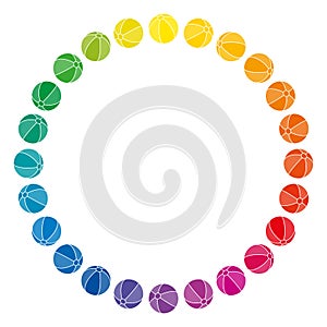 Rainbow colored balls forming a circle shape