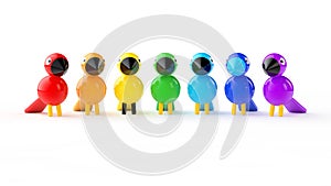 Rainbow colored birds