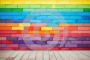 Rainbow colored brick wall background
