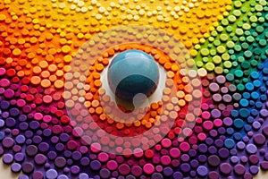 rainbow-colored candies arranged in a creative design