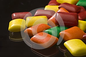 Rainbow colored chewing gum