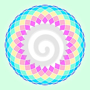 Rainbow colored circular mandala design