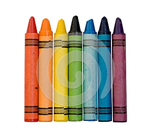 Rainbow of colored crayons