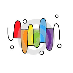 Rainbow colored curved logo simple flat handwrite doodle style