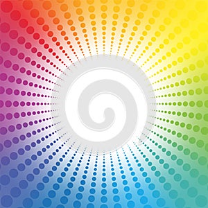 Rainbow Colored Dot Pattern Background White Center