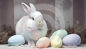 Rainbow colored Easter cute rabbit egg symbol. bunny colorful Generated AI