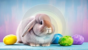 Rainbow colored Easter cute rabbit egg symbol. hare colorful Generated AI