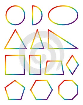Rainbow Colored Geometric Shapes Circle Square Triangle