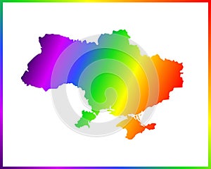 Rainbow colored gradient map of Country Ukraine isolated on white background - vector