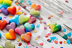 rainbow-colored hearts, to convey a message of love and unity for the entire spectrum of identities photo