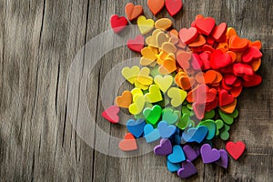 rainbow-colored hearts, to convey a message of love and unity for the entire spectrum of identities photo