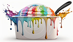 Rainbow colored ice cream pot Generative AI