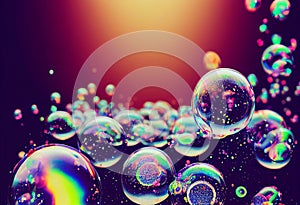 Rainbow colored iridiscent bubbles
