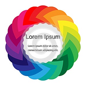 Rainbow Colored Mosaic Circle. Template for Visiting Cards, Labels, Fliers, Banners, Badges, Posters, Stickers photo