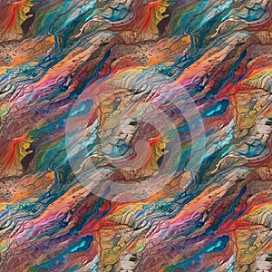 Rainbow colored mountains. Multicolored hills, unusual colored rocks, sandstone erosion. AI generative illustration
