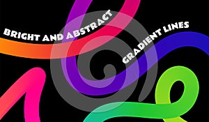 Rainbow Colored Pattern with Abstract Curve Lines. Vector Spiral Lines with Gradient on Black Background
