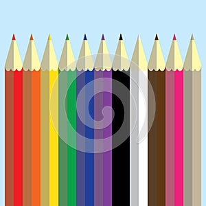 rainbow colored pencils vector illustration