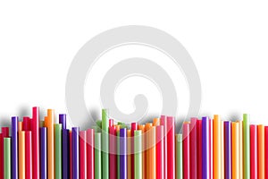 Rainbow colored plastic straws background pattern