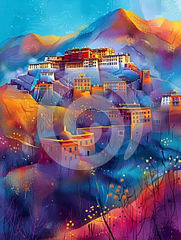 Rainbow colored Potala Palace