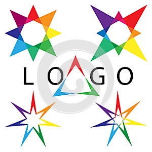 Rainbow Colored Stars.Set Logo Elements. Templates for Corporate Logotypes.