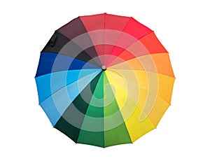 Rainbow colored umbrella opened