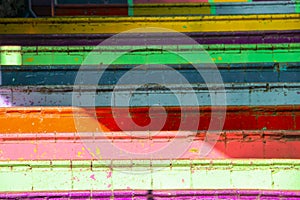 Rainbow colored urban staircase in Balat, Istanbul