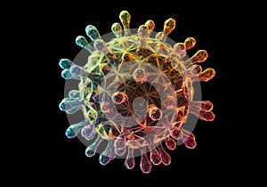 Rainbow Colored Virus Cell Microscopic 3D Rendering