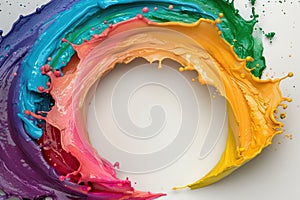 Rainbow Colored Water Drops Frame on White Background