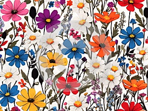 Rainbow-colored with white wildflower patterns. AI-Generated.