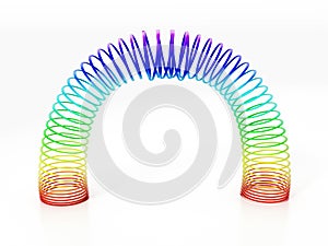 Rainbow colored wire spiral toy. 3D illustration