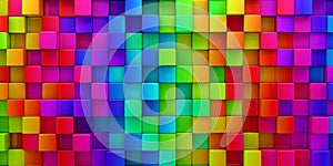 Rainbow of colorful blocks abstract background