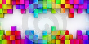 Rainbow of colorful blocks background - 3d render