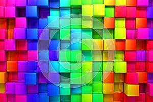 Rainbow of colorful boxes