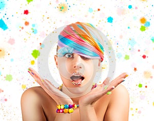 Rainbow colorful fashion makeup