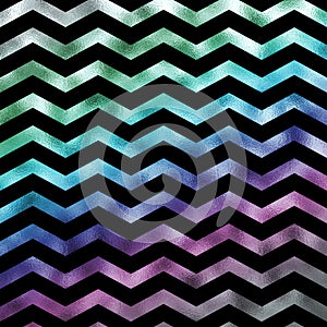 Rainbow Colorful Faux Foil Metallic Chevron Pattern Chevrons