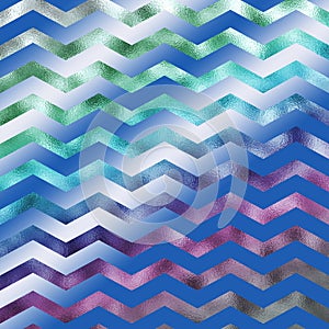 Rainbow Colorful Faux Foil Metallic Chevron Pattern Chevrons